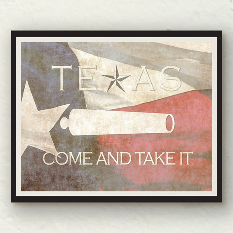 Come and Take It Texas Flag red blue black white distressed wall art decor photo print image 4