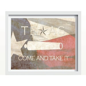 Come and Take It Texas Flag red blue black white distressed wall art decor photo print image 3