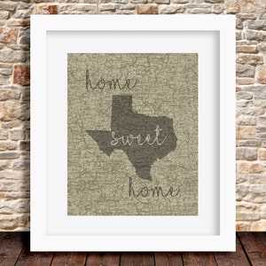 Home Sweet Home Texas Print Wall Art Decor Print