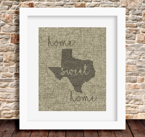 Hogar Dulce Hogar Texas Impresion Pared Decoracion Arte Etsy