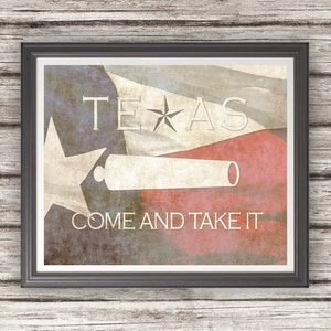 Come and Take It Texas Flag red blue black white distressed wall art decor photo print image 1