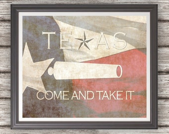 Come and Take It Texas Flag red blue black white distressed wall art decor photo print