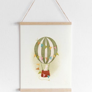 Art mural d'oie en montgolfière | décoration de chambre d'enfant | affiche de chambre d'enfant