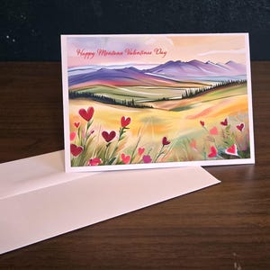Cartes de correspondance Montana pour la Saint-Valentin (4 sur 12) - Carte de Saint-Valentin exclusive en lin avec enveloppe en lin, vierge à l'intérieur, fabriquée au Montana
