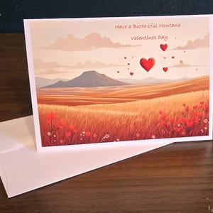 Cartes de correspondance Montana pour la Saint-Valentin (5 sur 12) - Carte de Saint-Valentin exclusive en lin avec enveloppe en lin, vierge à l'intérieur, fabriquée au Montana
