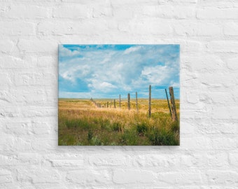 Montana Wall Art, Fence line on the Prairie-Landscape Wall Art Photo Print