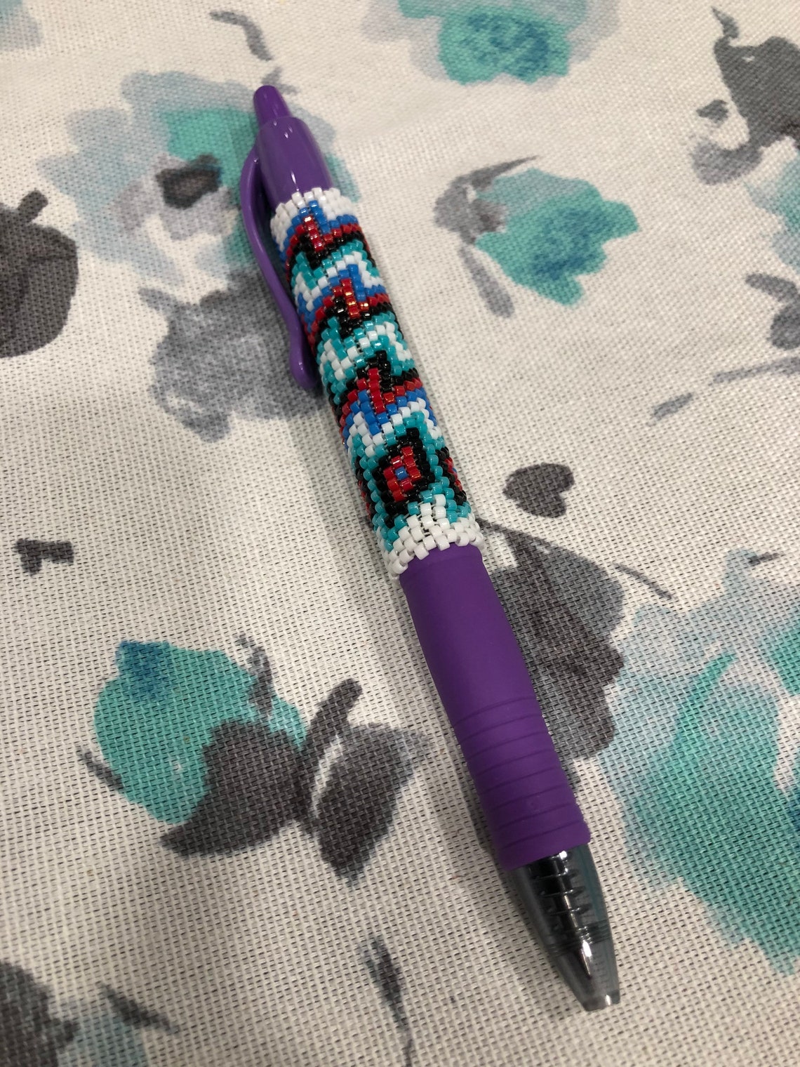 Native American Hand Beaded Pen Wrap G2 gel pen Purple by Bob Etsy