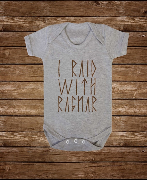 Bodysuit Ragnar Baby Romper /"I Raid with Ragnar /" Vikings Sleep Suit