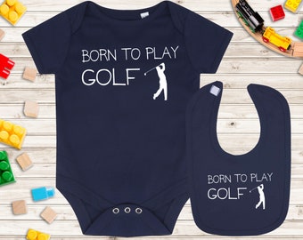 Baby Vest and Baby Bib Gift Set - Born to play Golf