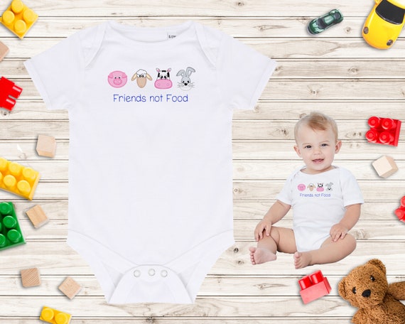 Mappe Crack pot dukke Friends Not Food BLUE TEXT Baby Vest / Baby Body Suit / Play - Etsy