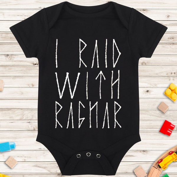 I Raid With Ragnar Baby Bodysuit - Vikings Baby Vest / Playsuit - Baby Gift