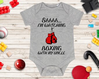 Shhh... I'm Watching Boxing With My Uncle Baby Grow - Boxing Baby Vest