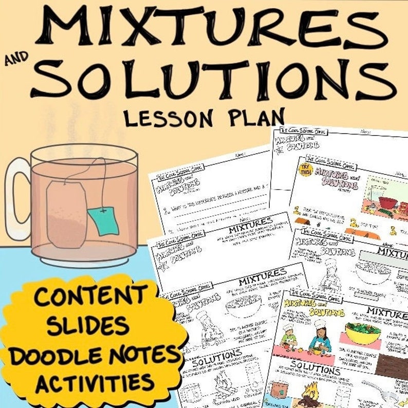 Mixtures and Solutions Comic and Lesson Plan - Etsy