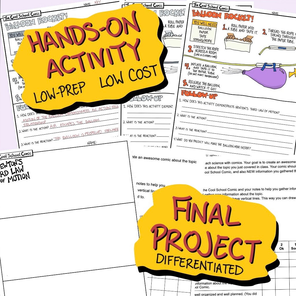 Newton's Third Law of Motion Comic and Lesson Plan - Etsy