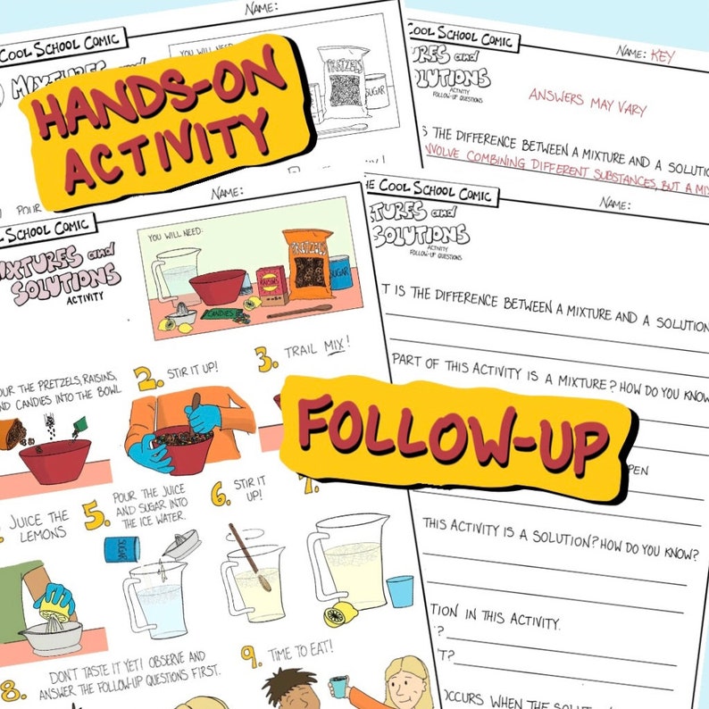 Mixtures and Solutions Comic and Lesson Plan - Etsy
