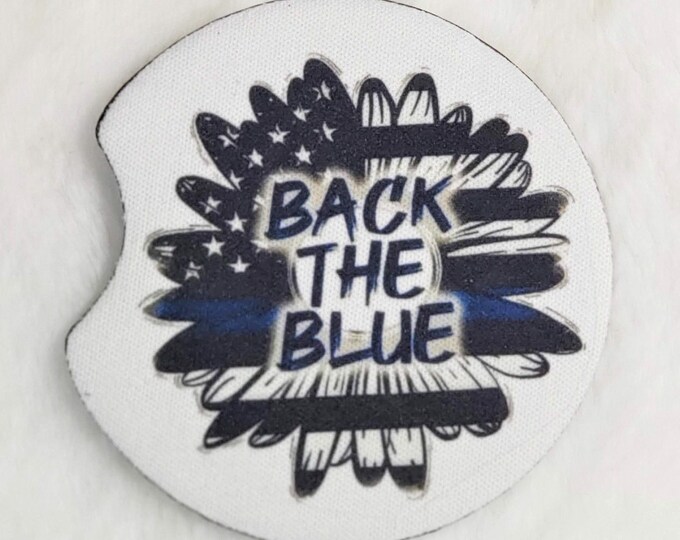 Back the Blue Neoprene Car Coasters