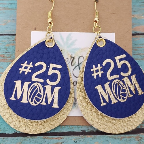Personalized Volleyball Mom Faux Leather Earrings Custom Etsy