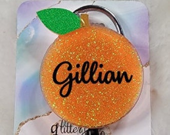 Orange Badge, Teacher Badge Reel, Interchangeable Retractable Custom Badge Reel, ID Holder, teaching, personalized