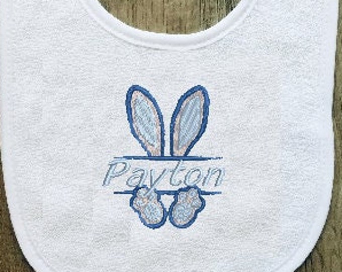 Personalized Easter Baby Bib, Embroidery Baby Bib, Bunny Baby Bib, Girl Personalized Bib, Boy Personalized Bib, First Easter