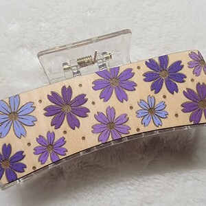 Painted Clips Flower Handpainted Wood Hair Clip, Laser Engraved, Etched, Hand Painted ...