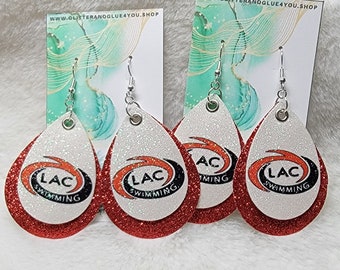Personalized Logo Leather Earrings, Custom School Leather Earrings, Cheerleading, Dance, School Sports, Drill Team, Band, Sports Mom, Gifts