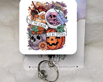 Halloween Season to be Spooky Badge Reel, Retractable Interchangeable Custom Badge, ID Badge