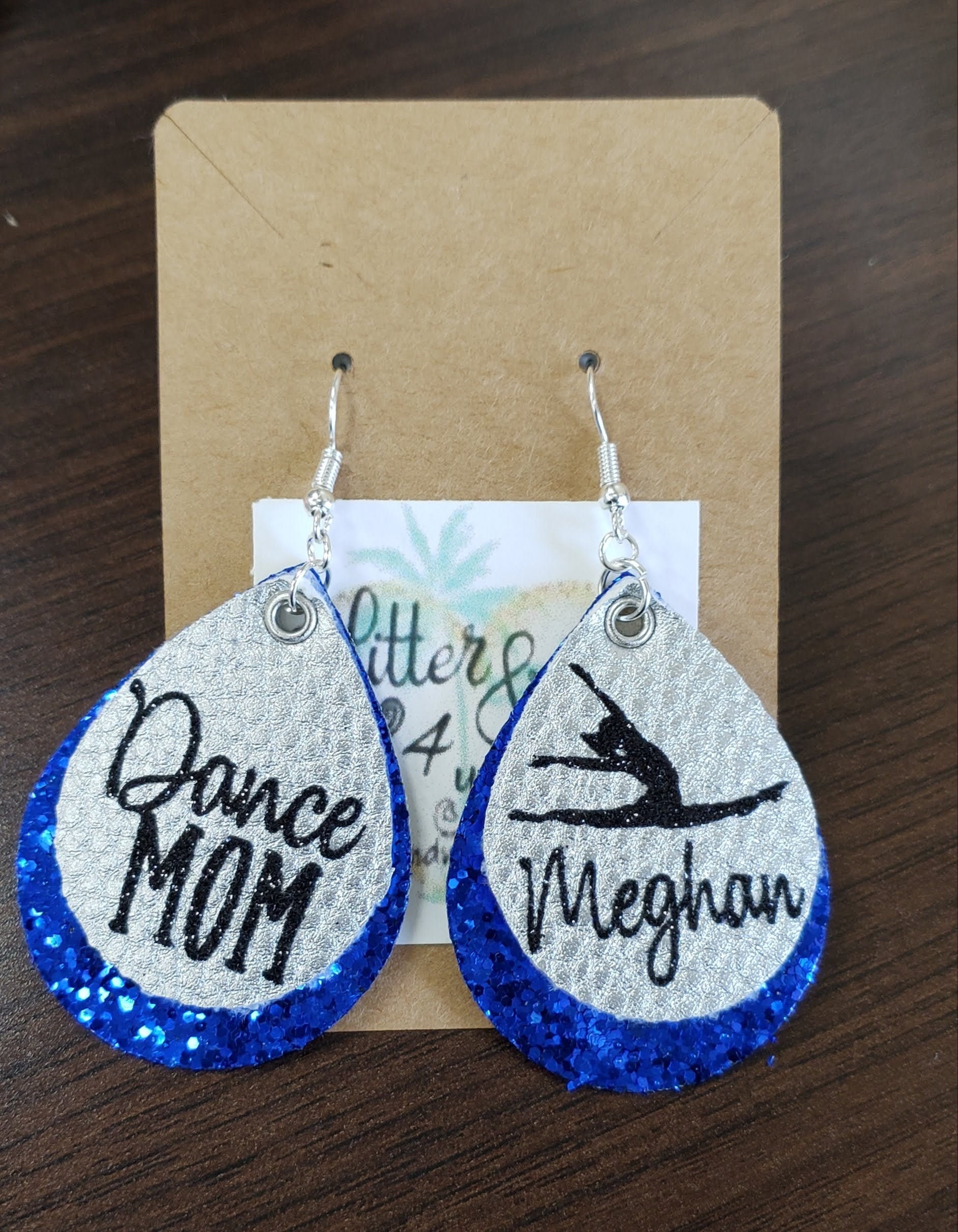 Dance Mom Personalized Leather Earrings, Band Mom Custom Leather