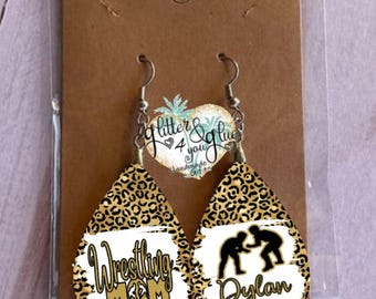 Wrestling Mom Sublimation Earrings, Custom Earrings, Wrestling Season Gifts, Sports Mom