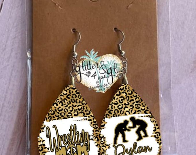 Wrestling Mom Sublimation Earrings, Custom Earrings, Wrestling Season Gifts, Sports Mom