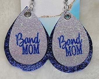 Band Mom Personalized Leather Earrings, Custom Leather Earrings, Band/ Marching Season Gifts, Drill Team, Band, Sports Mom