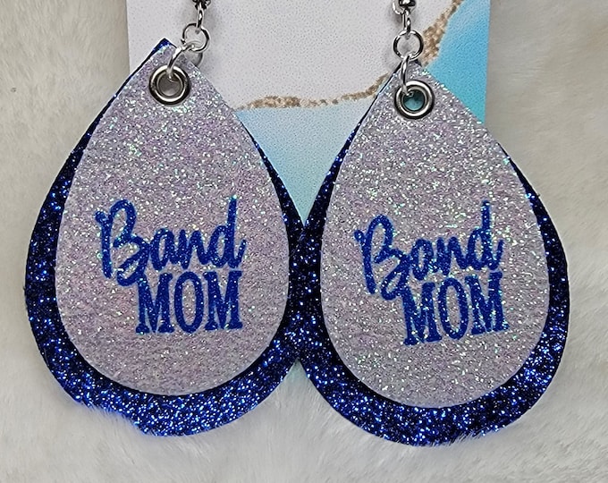 Band Mom Personalized Leather Earrings, Custom Leather Earrings, Band/ Marching Season Gifts, Drill Team, Band, Sports Mom