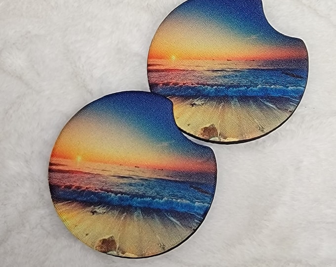 Beach Sun set Neoprene Car Coasters