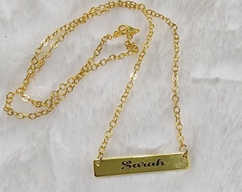 Personalized Bar Necklace, Custom Engraved Gifts, Gift For Her, Custom Handwriting Jewelry, Personalized  Jewelry For Mom, Memorial Gift