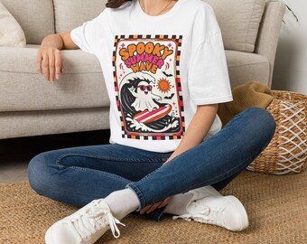 Spooky Summer Wave T-Shirt | Retro Surfing Ghost Tee