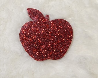 Apple Shaped Red Glitter Acrylic Blanks for Badge Reels