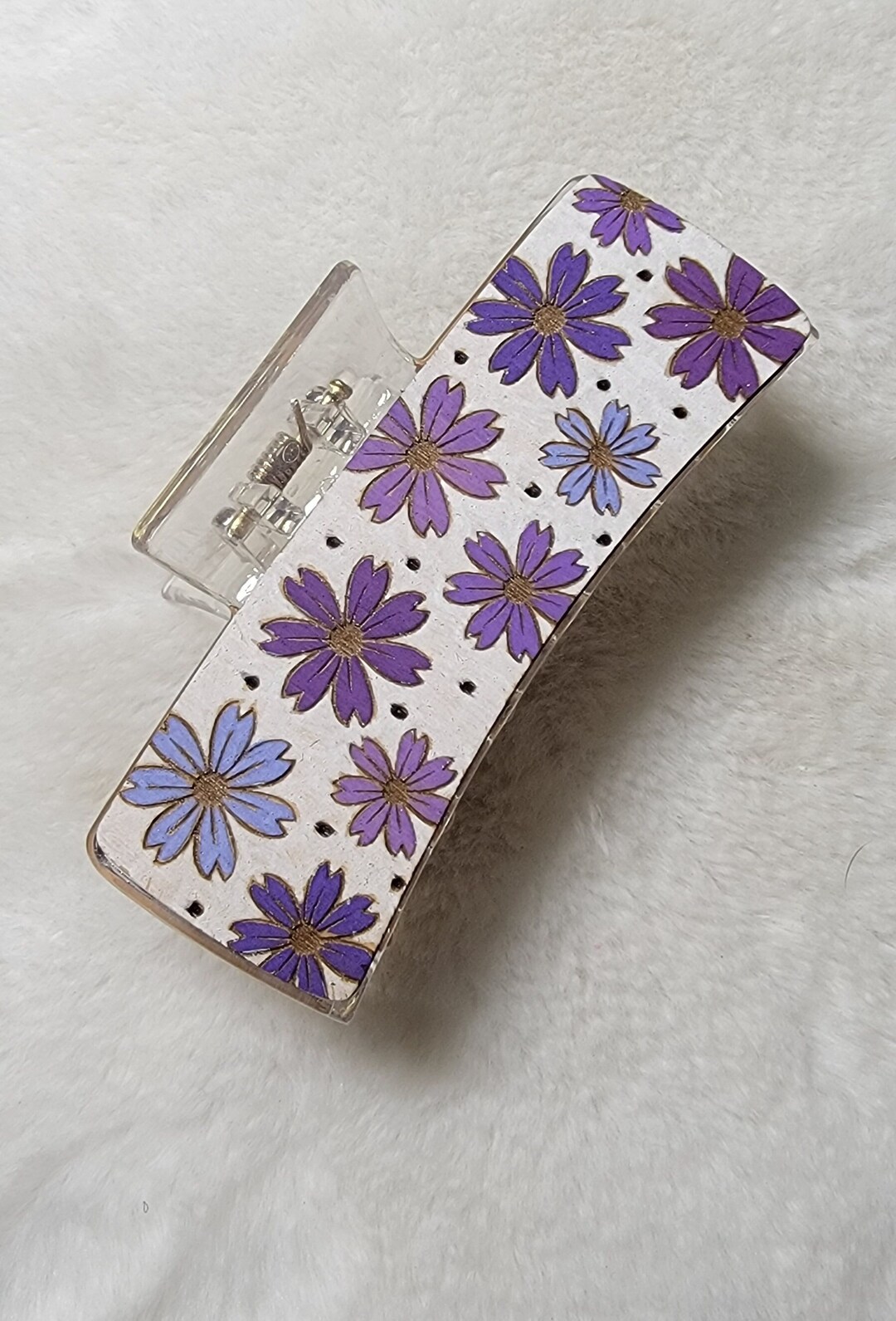 Painted Clips Flower Handpainted Wood Hair Clip, Laser Engraved, Etched, Hand Painted ...