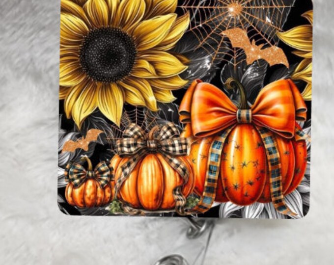 Pumpkins, Fall,  Halloween, Badge Reel, Retractable Interchangeable Custom Badge, ID Badge