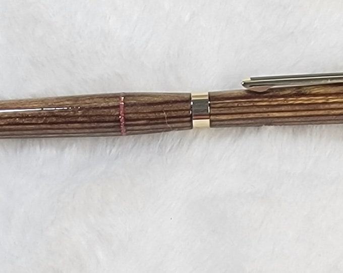 Light Wood  and coral glitter inlay Handcrafted Wood Pen, Handturned Twist Pen, wooden pen, Hand turned