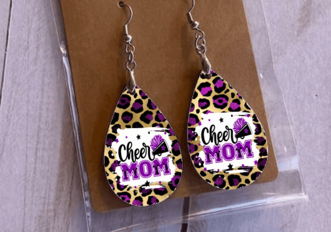 Cheer Mom Sublimation Earrings, Custom Cheerleader Earrings, Cheer