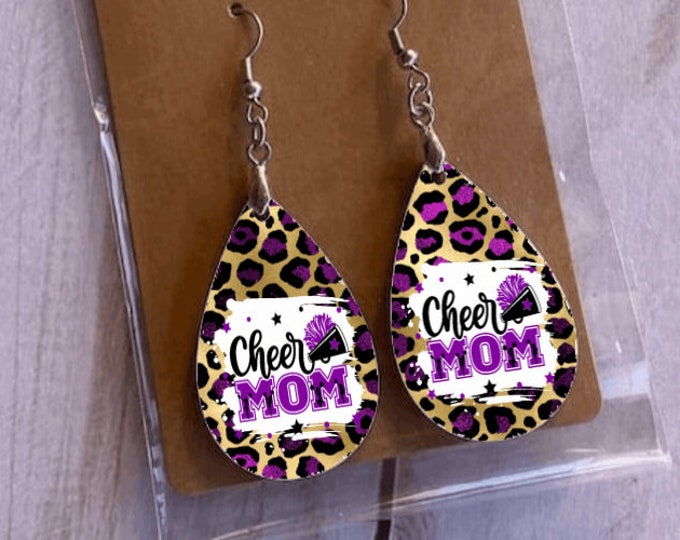 Cheer Mom Sublimation Earrings, Custom Cheerleader Earrings, Cheer Season Gifts, Dance, Drill Team, Band, Sports Mom