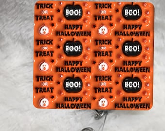 Halloween, Trick or Treat, 3D,  Badge Reel, Retractable Interchangeable Custom Badge, ID Badge