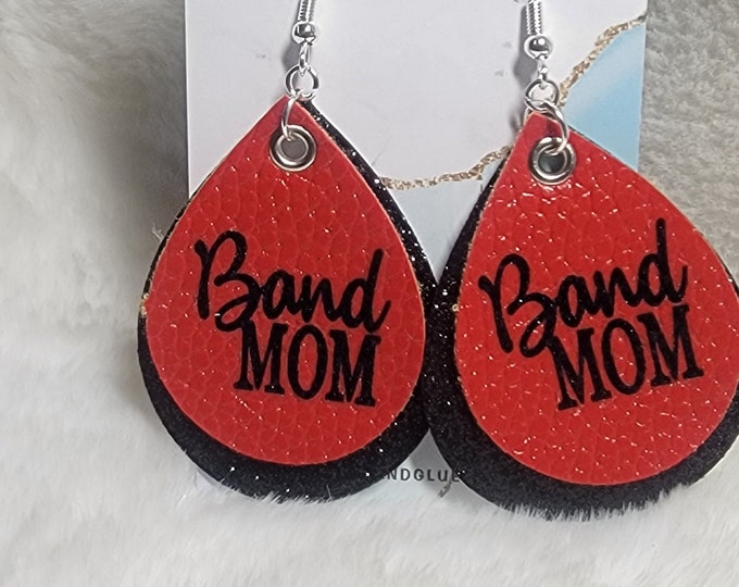 Band Mom Personalized Leather Earrings, Custom Leather Earrings, Band/ Marching Season Gifts, Drill Team, Band, Sports Mom