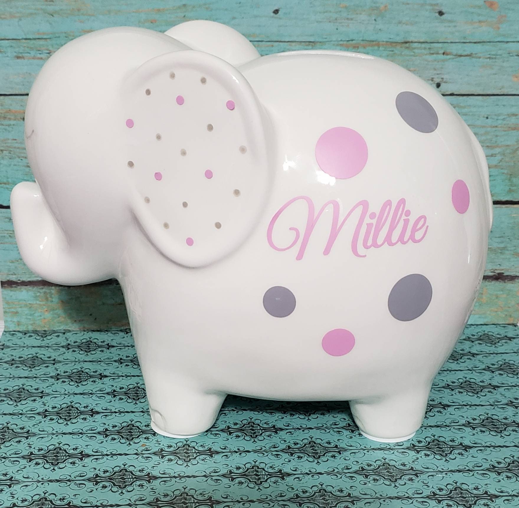 Custom Elephant Piggy Bank, Personalized, Baby's First Piggy Bank