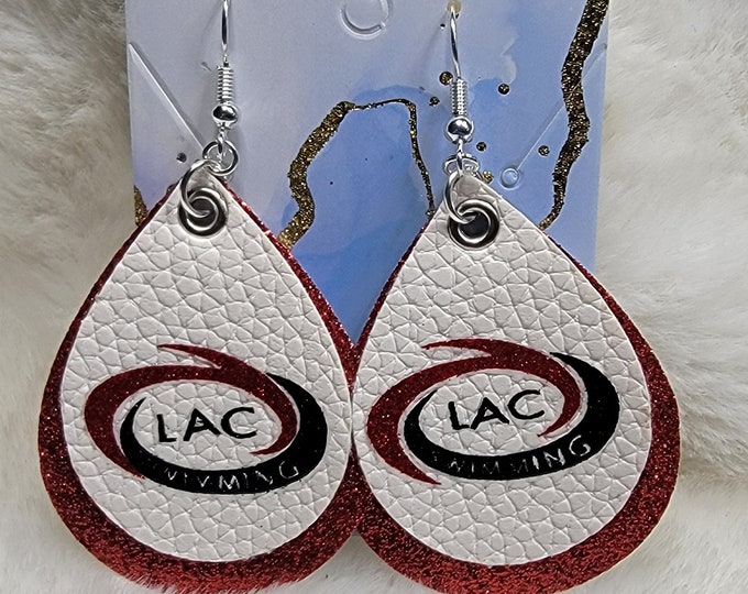 LAC Swimming, Swim Team Leather Earrings