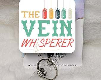The Vein Whisper Badge Reel, Interchangeable Sublimated ID Holder, Medical Office Accessory