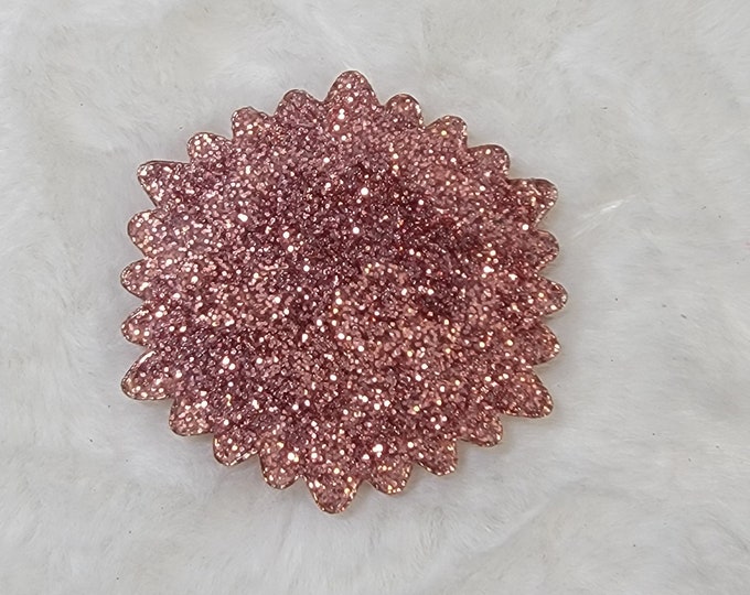 Rose Gold Glitter Sunflower Shaped Acrylic Blanks for Badge Reels