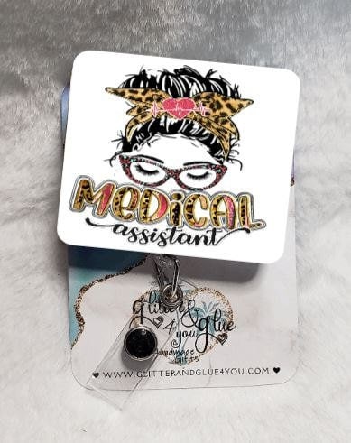 Medical Assistant, Face, Leopard Print, Badge Reel, Retractable