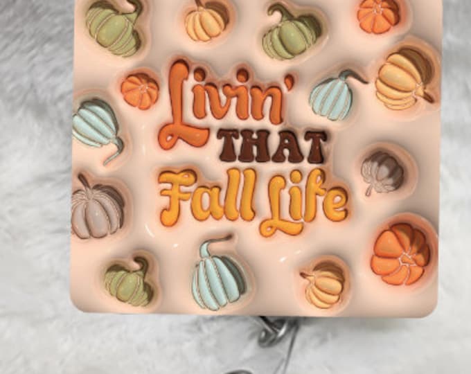 Living that Fall Life, Pumpkins, Fall,  Badge Reel, Retractable Interchangeable Custom Badge, ID Badge