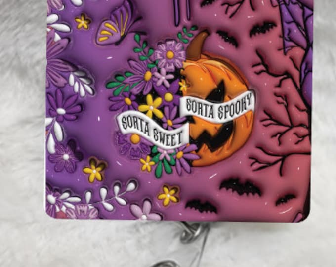 Halloween, Sorta Sweet, Sorta Spooky, 3D,  Badge Reel, Retractable Interchangeable Custom Badge, ID Badge