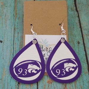 Pendientes de cuero personalizados con diseño de balón de fútbol, pendientes con la mascota del equipo. imagen 3